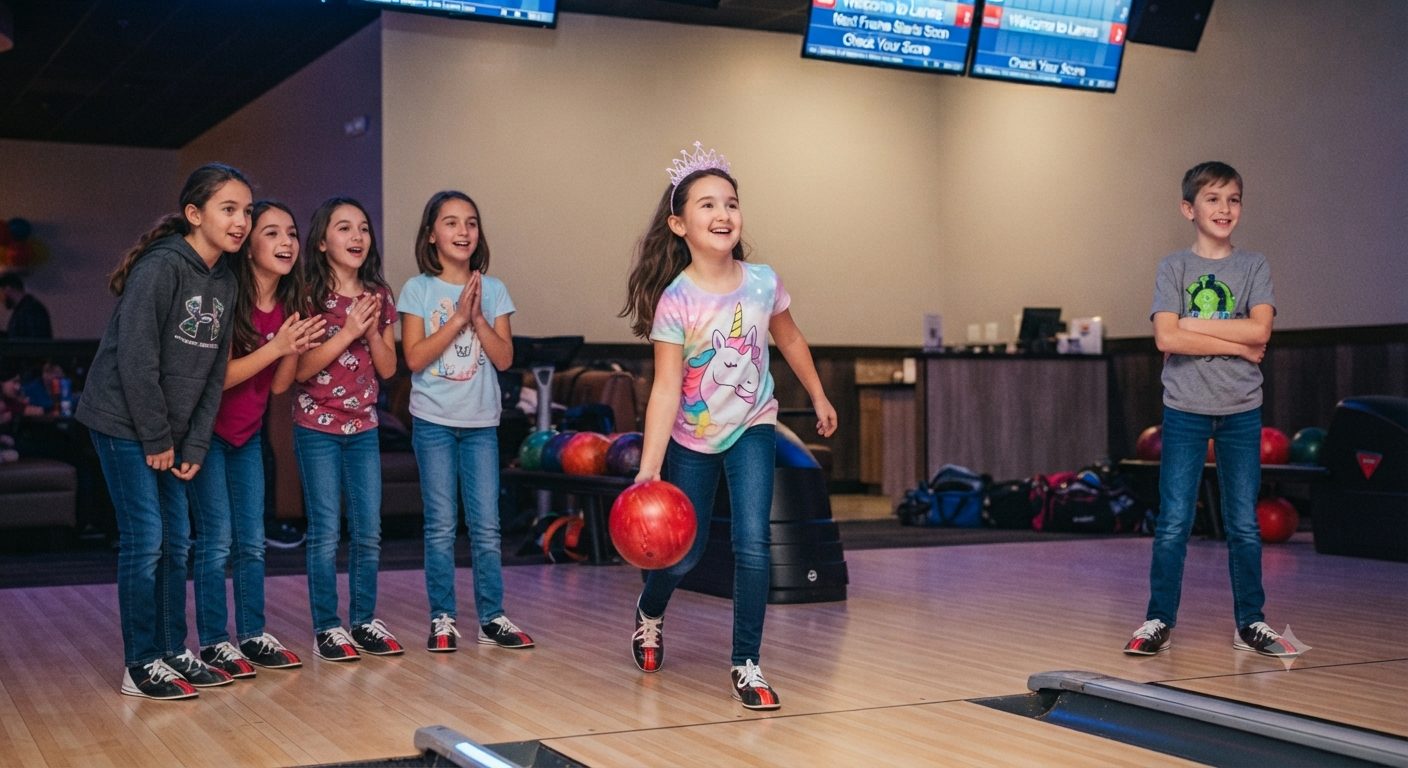 Kids mid-throw at a birthday party